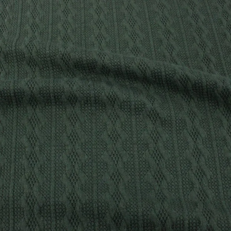 Cable Knit Fabric Olive Green 150 cm