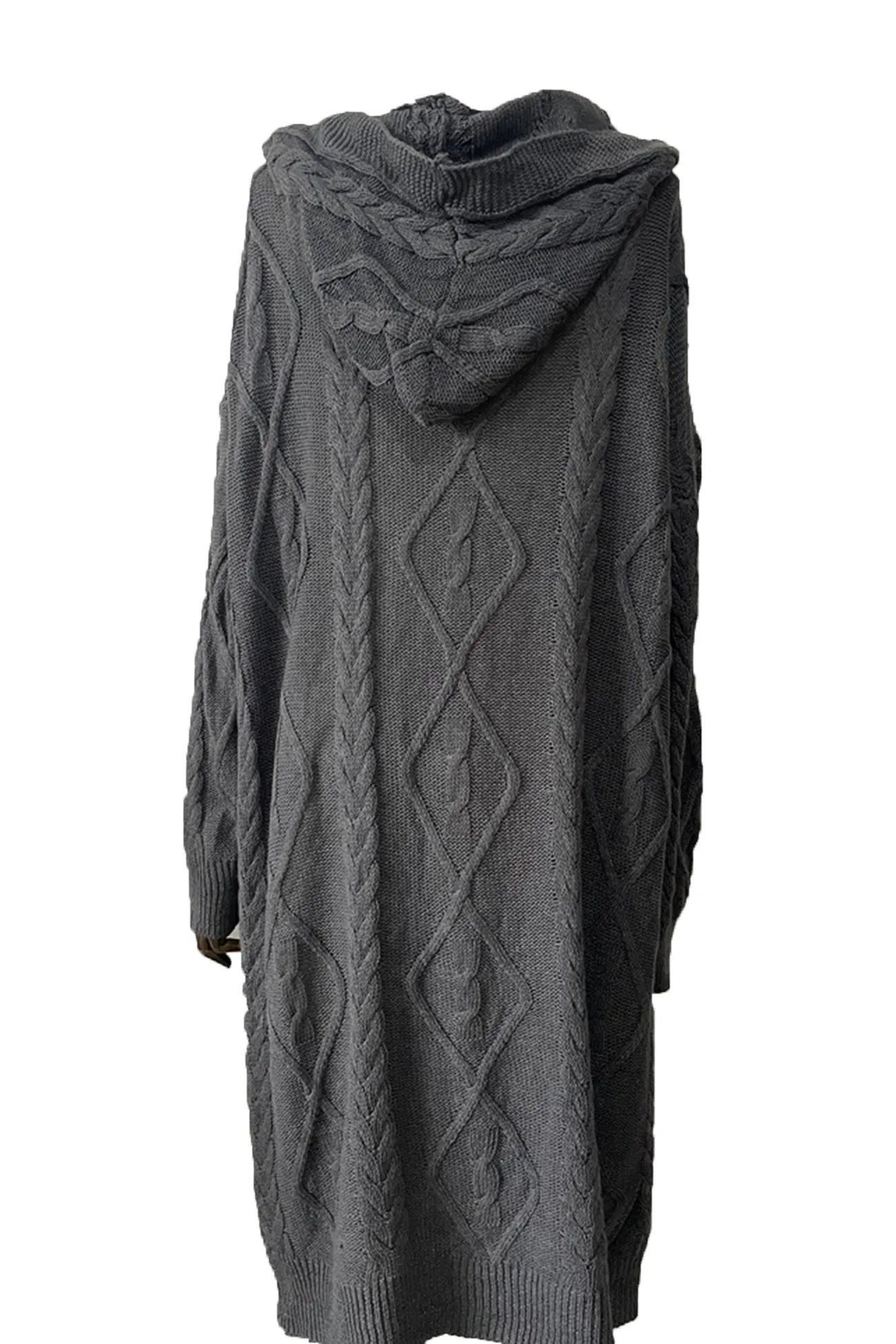 Cable Knit Loose Hooded Cardigan
