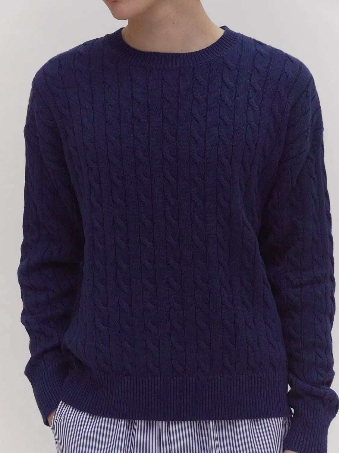 Cable Knit Sweater Navy