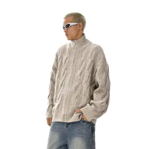 Cable Knit Zip-Up Sweater