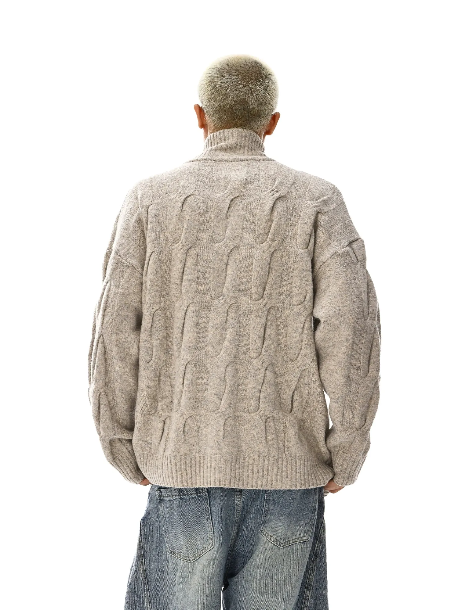 Cable Knit Zip-Up Sweater