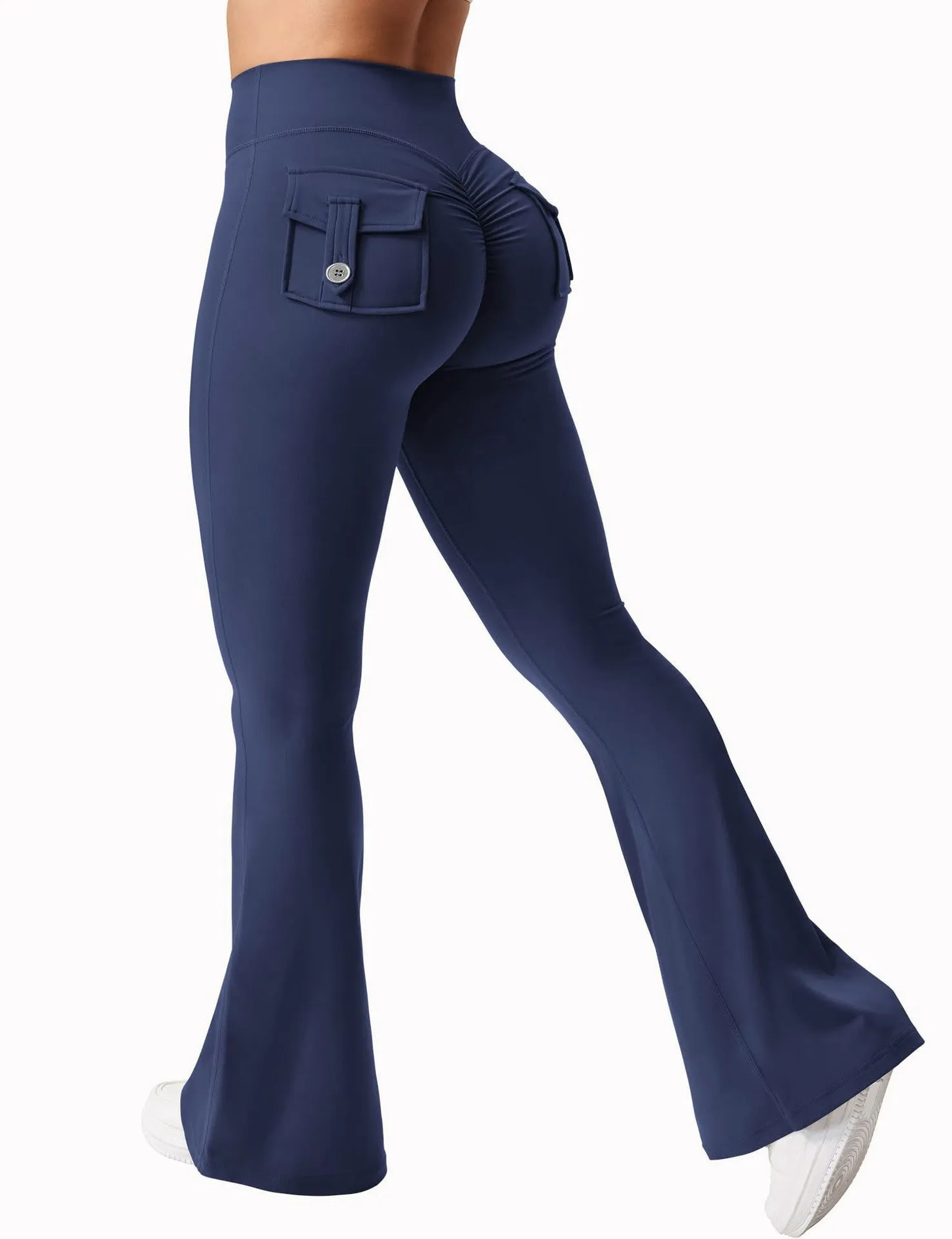 Cargo Pocket Fitness Pants Elastic High Waist for Workout