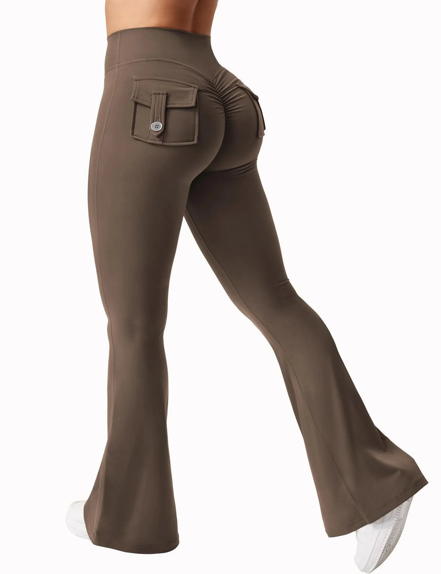Cargo Pocket Fitness Pants Elastic High Waist for Workout