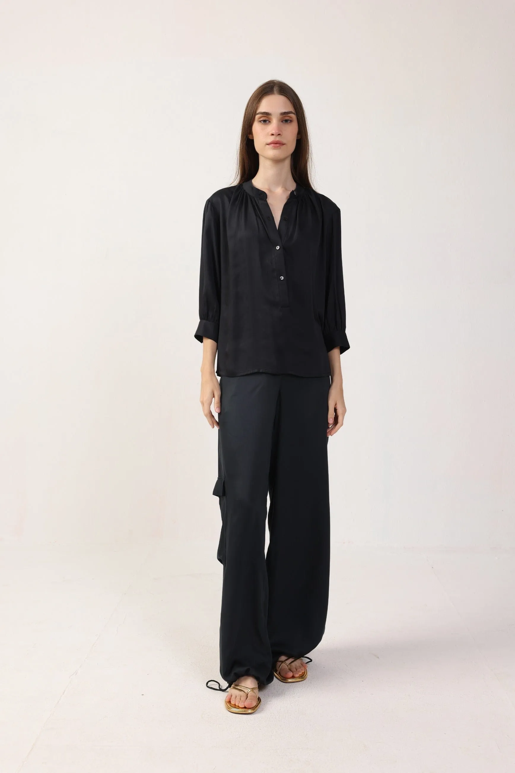 Cargo Satin TENCEL™ Pants | Black