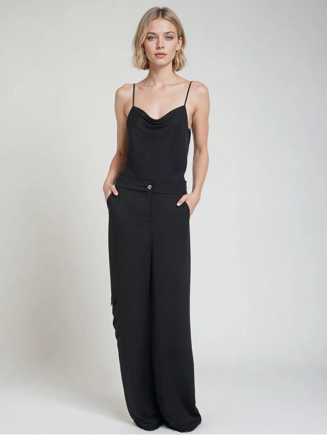 Cargo Satin TENCEL™ Pants | Black