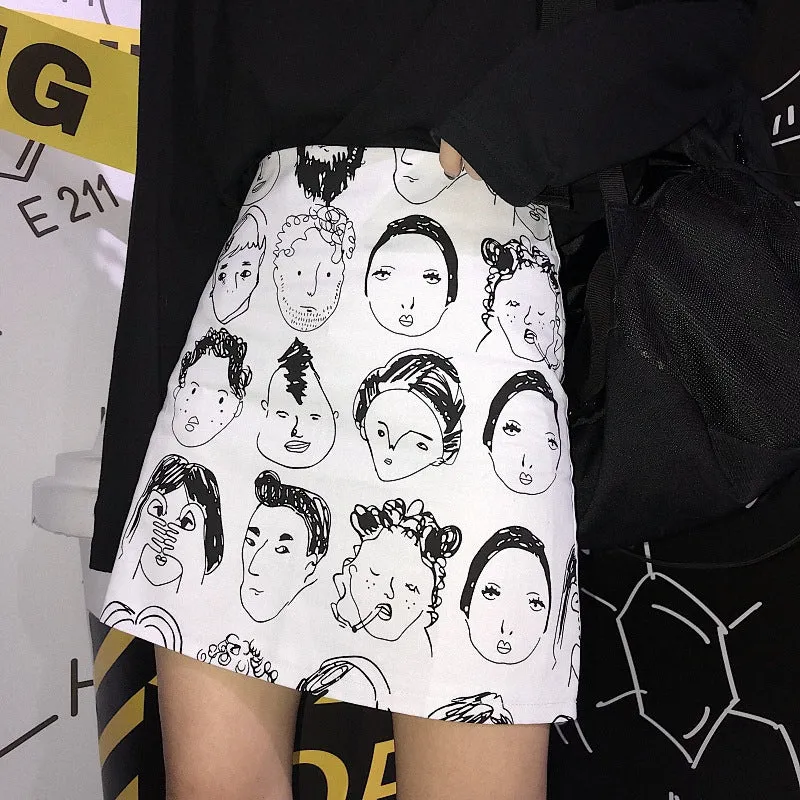 “CARTOON PRINTING” A-LINE SKIRT W040502