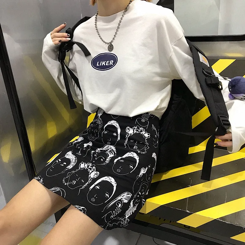 “CARTOON PRINTING” A-LINE SKIRT W040502
