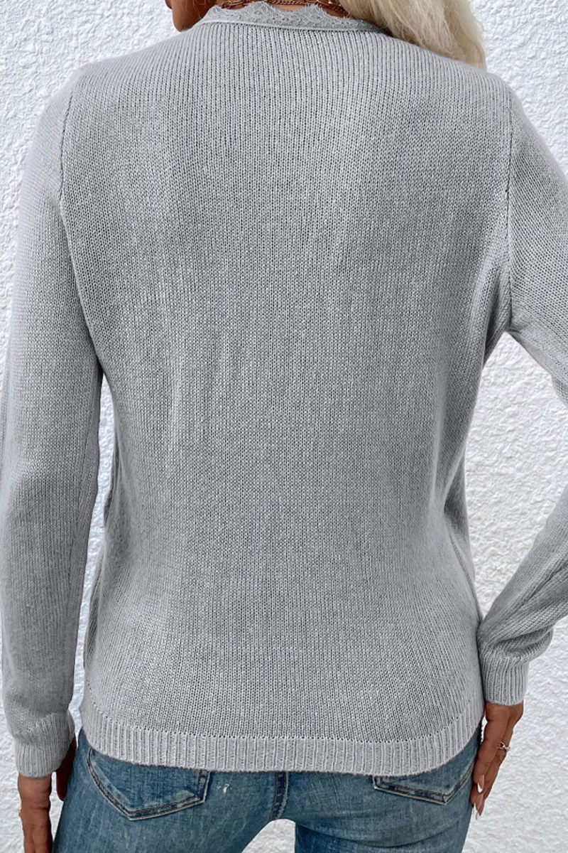 Casual Solid Patchwork V Neck Sweaters(4 colors)