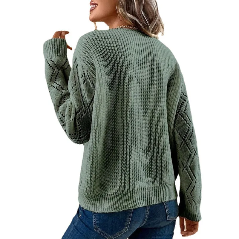 Casual V Neck Knitted Pullover Sweaters