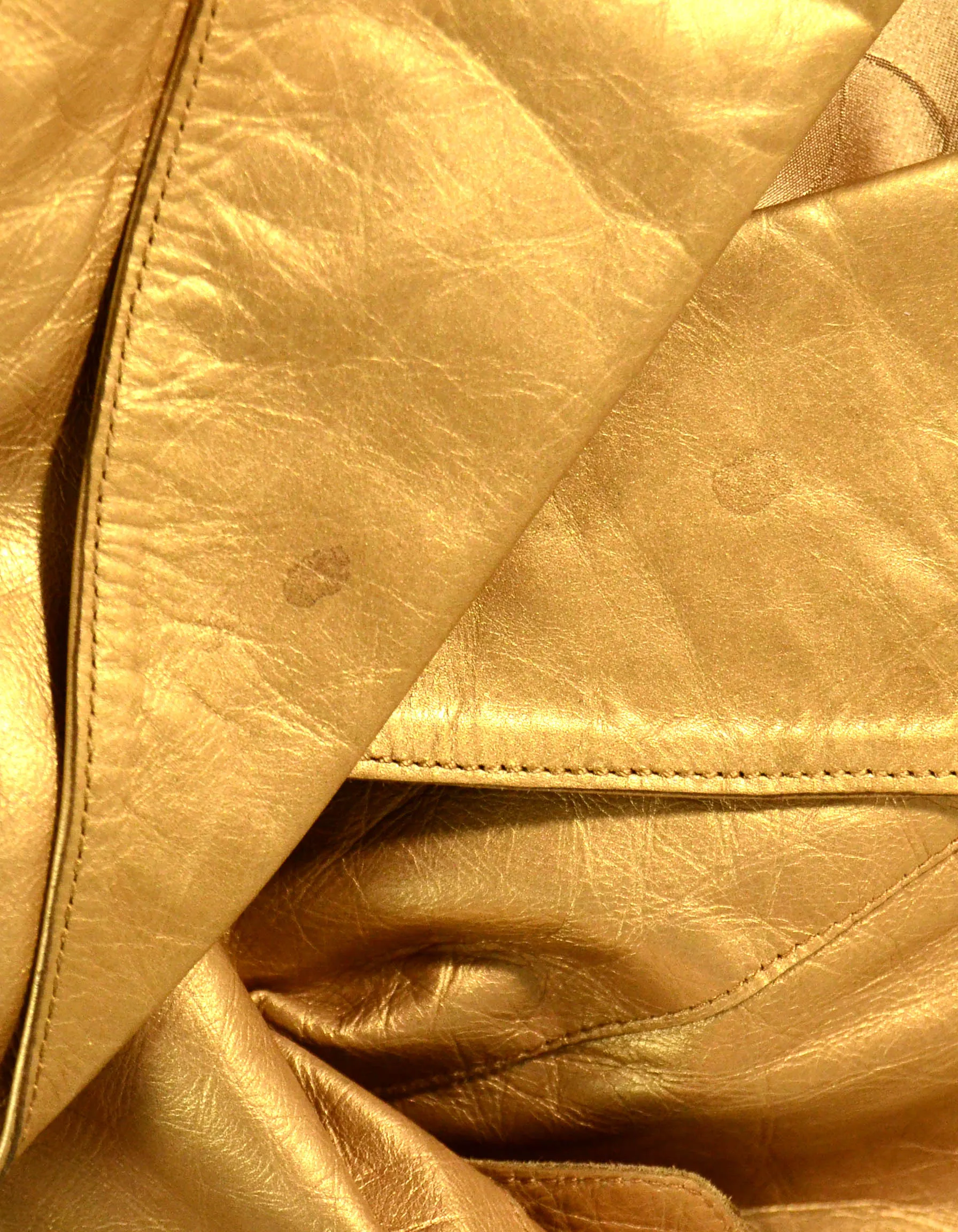 Chanel Gold Leather Single Button Jacket w. Belt FR38/ US 4-6
