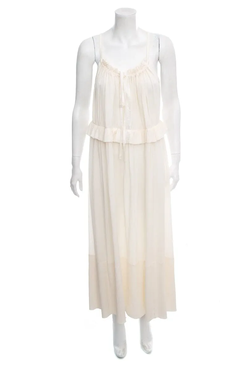 Chloe Cream Sleeveless Side Lace Maxi Dress SZ 42