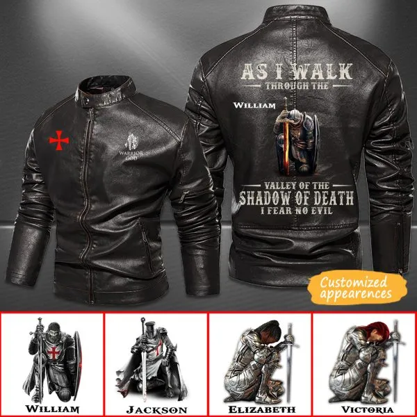 Christianartbag Leather Jacket, As I Walk Through The Valley Of The Shadow Of Death Personalized Leather Jacket, Warm Jacket, Winter Outer Wear, Gift for Him, CABJKL02061123.