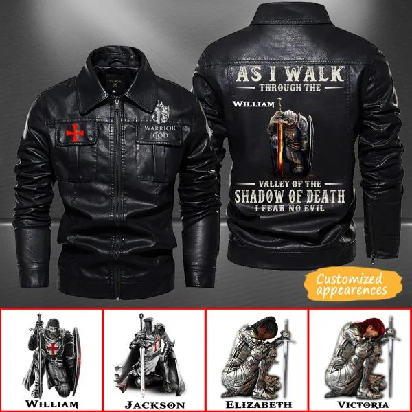 Christianartbag Leather Jacket, As I Walk Through The Valley Of The Shadow Of Death Personalized Leather Jacket, Warm Jacket, Winter Outer Wear, Gift for Him, CABJKL02061123.