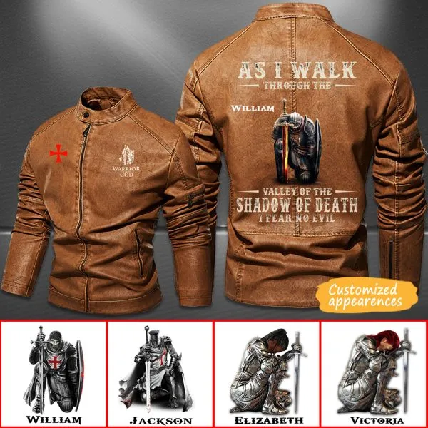 Christianartbag Leather Jacket, As I Walk Through The Valley Of The Shadow Of Death Personalized Leather Jacket, Warm Jacket, Winter Outer Wear, Gift for Him, CABJKL02061123.