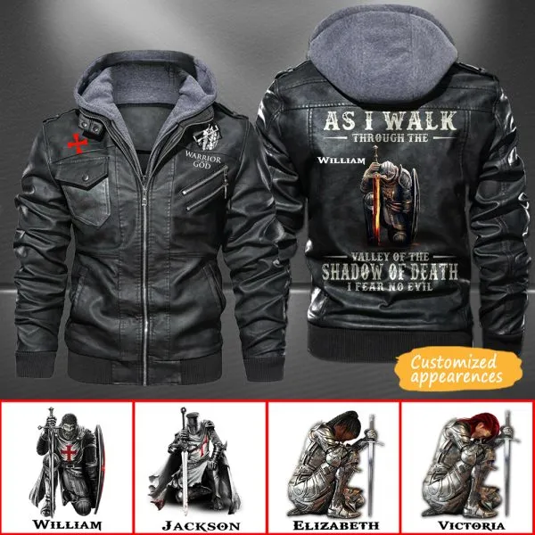 Christianartbag Leather Jacket, As I Walk Through The Valley Of The Shadow Of Death Personalized Leather Jacket, Warm Jacket, Winter Outer Wear, Gift for Him, CABJKL02061123.
