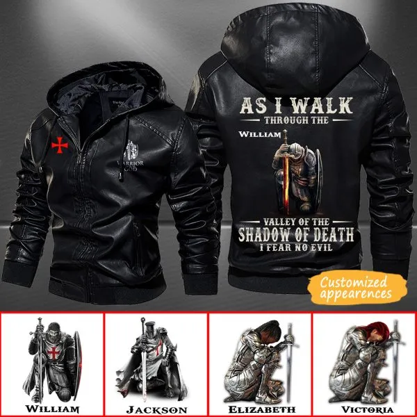 Christianartbag Leather Jacket, As I Walk Through The Valley Of The Shadow Of Death Personalized Leather Jacket, Warm Jacket, Winter Outer Wear, Gift for Him, CABJKL02061123.