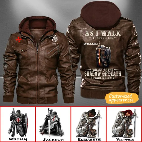 Christianartbag Leather Jacket, As I Walk Through The Valley Of The Shadow Of Death Personalized Leather Jacket, Warm Jacket, Winter Outer Wear, Gift for Him, CABJKL02061123.