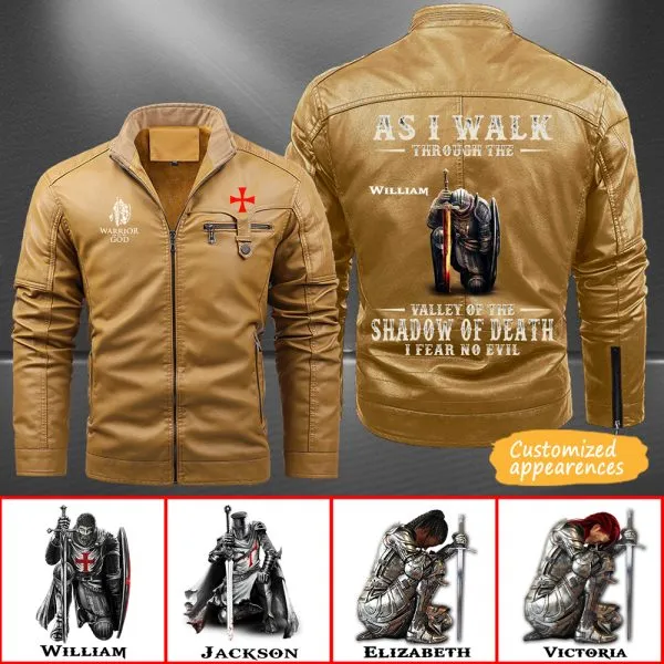 Christianartbag Leather Jacket, As I Walk Through The Valley Of The Shadow Of Death Personalized Leather Jacket, Warm Jacket, Winter Outer Wear, Gift for Him, CABJKL02061123.