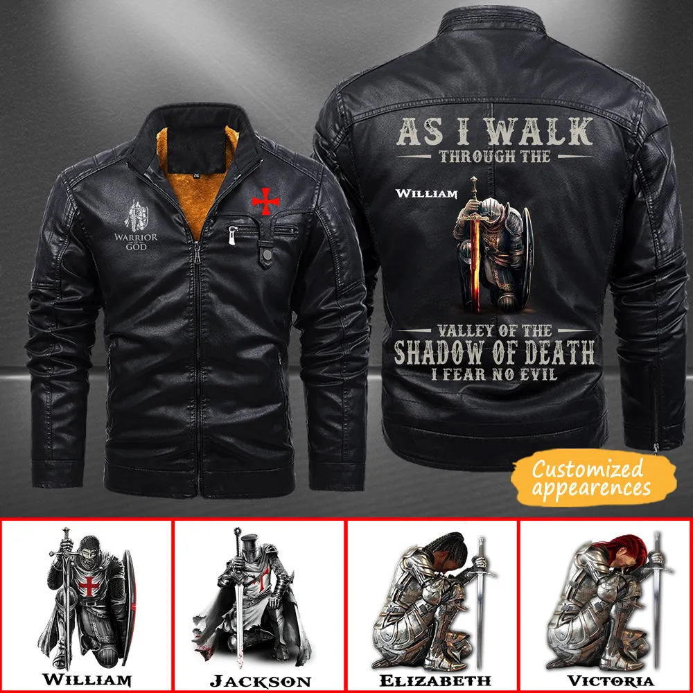 Christianartbag Leather Jacket, As I Walk Through The Valley Of The Shadow Of Death Personalized Leather Jacket, Warm Jacket, Winter Outer Wear, Gift for Him, CABJKL02061123.