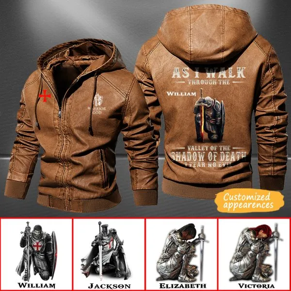 Christianartbag Leather Jacket, As I Walk Through The Valley Of The Shadow Of Death Personalized Leather Jacket, Warm Jacket, Winter Outer Wear, Gift for Him, CABJKL02061123.