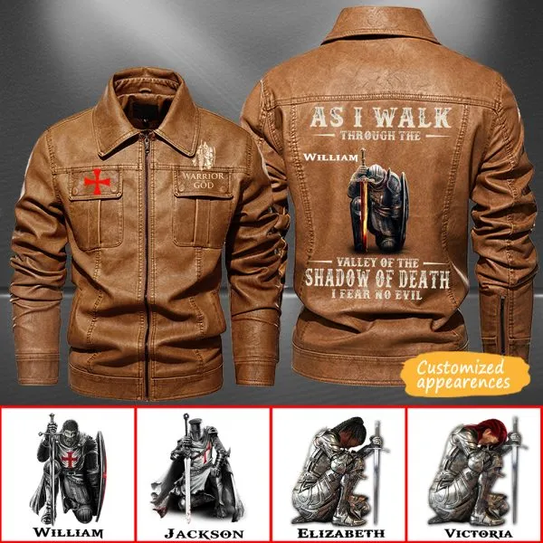 Christianartbag Leather Jacket, As I Walk Through The Valley Of The Shadow Of Death Personalized Leather Jacket, Warm Jacket, Winter Outer Wear, Gift for Him, CABJKL02061123.