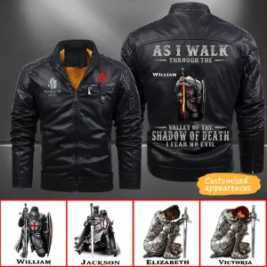 Christianartbag Leather Jacket, As I Walk Through The Valley Of The Shadow Of Death Personalized Leather Jacket, Warm Jacket, Winter Outer Wear, Gift for Him, CABJKL02061123.