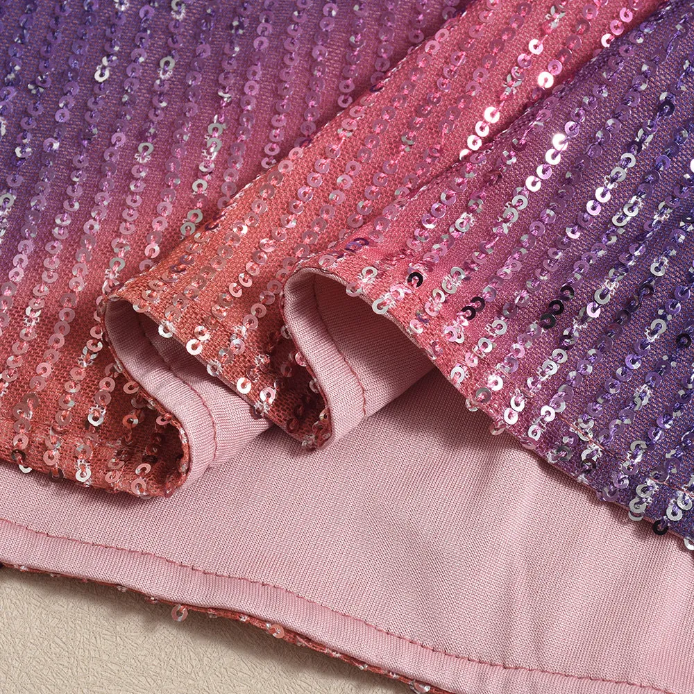 Christmas Gradient Sequin Fitted Strapless Mini Dress