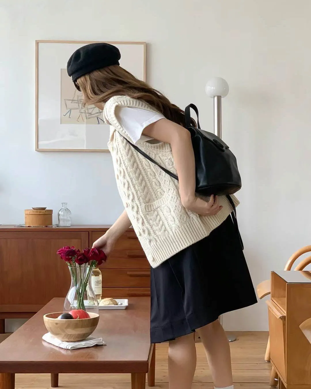 Chunky Cable Knit Buttoned Vest Ivory