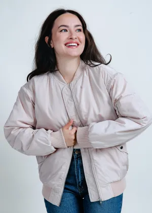 City Girl Ruched Bomber Jacket - Cream