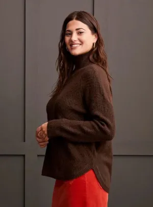 Coffee Mock Neck Sweater