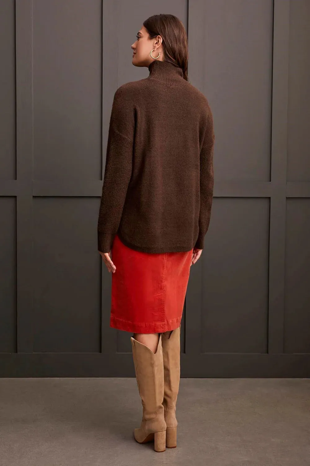 Coffee Mock Neck Sweater