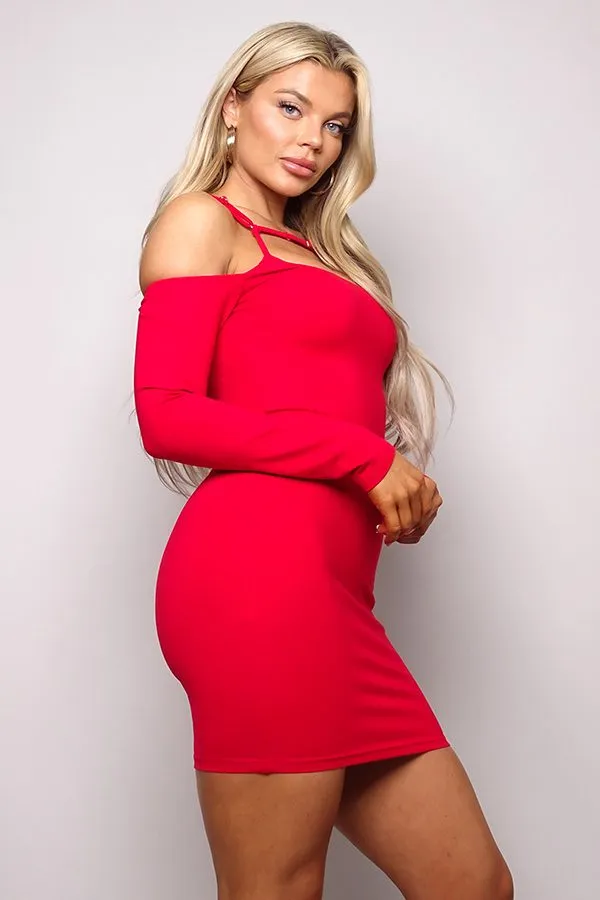 Cold Shoulder Front Strap Mini Dress