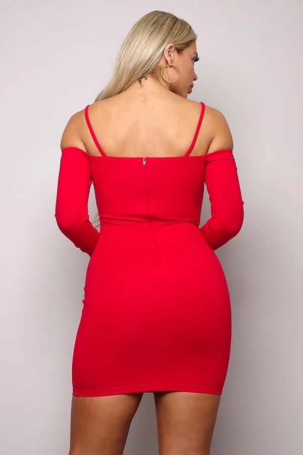 Cold Shoulder Front Strap Mini Dress