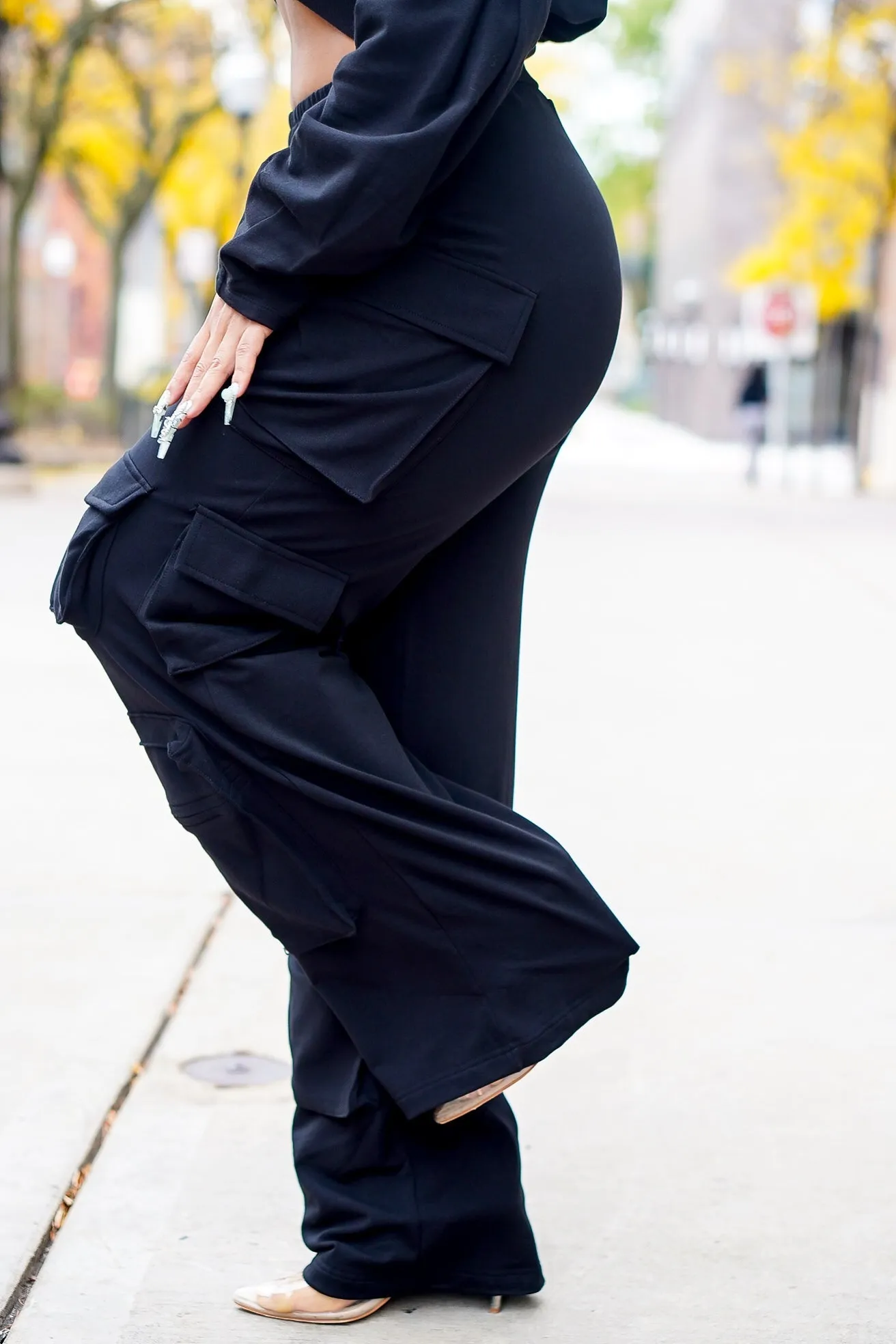 Comfy Big Pockets Cargo pants (Black)
