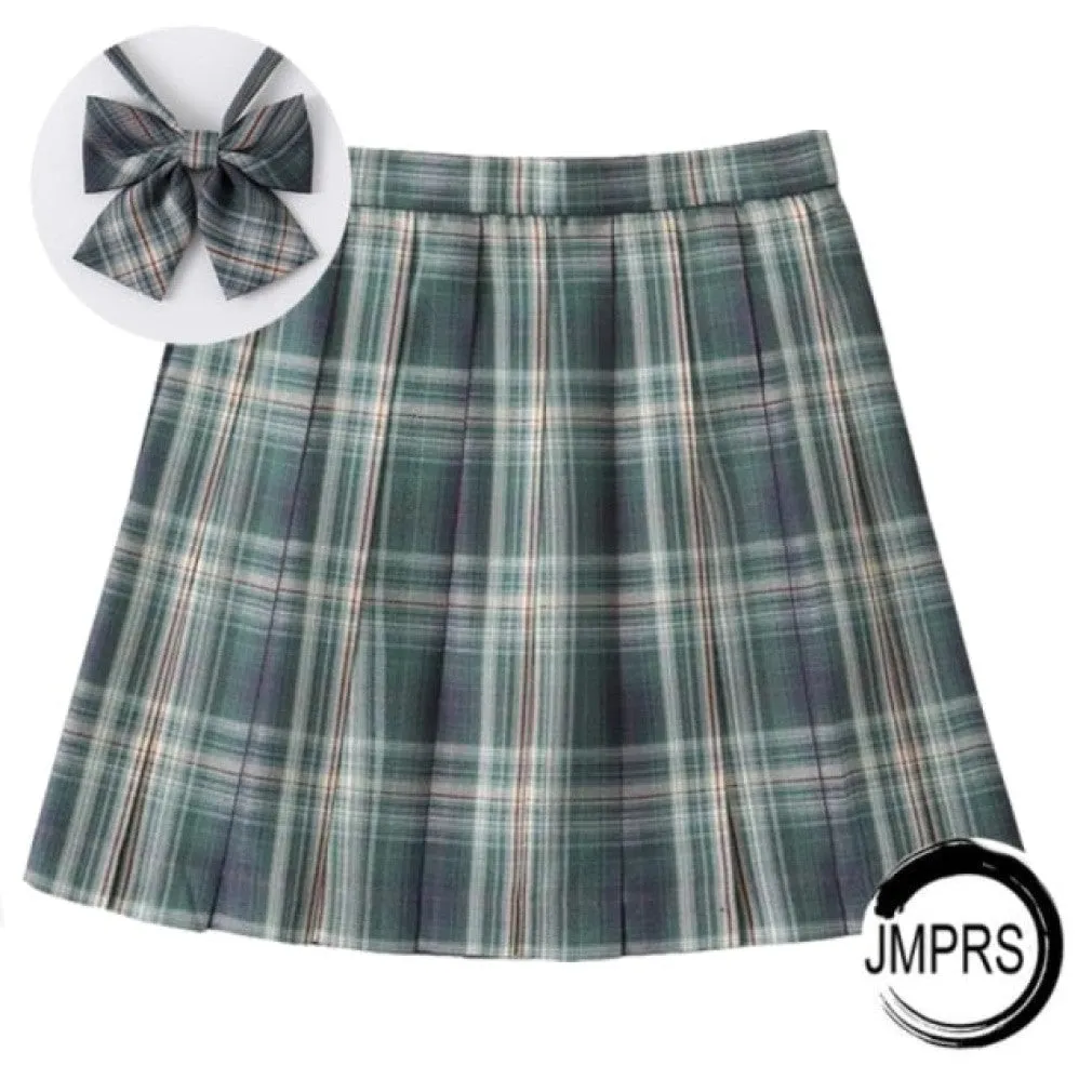ContiNent 33 Plaid Women Pleated Skirt Bow Knot Summer High Waist Preppy Girls Dance Mini Skirt Cute A Line