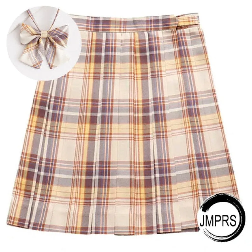 ContiNent 33 Plaid Women Pleated Skirt Bow Knot Summer High Waist Preppy Girls Dance Mini Skirt Cute A Line