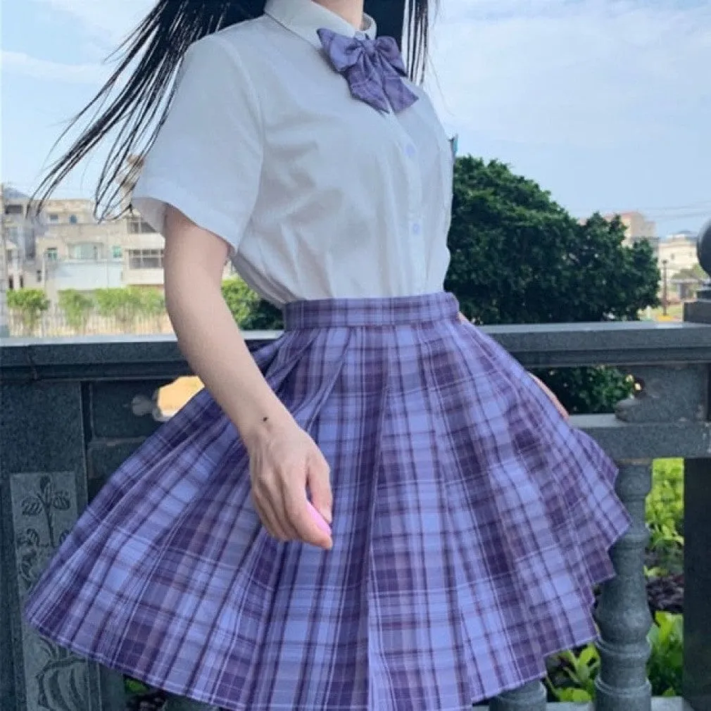 ContiNent 33 Plaid Women Pleated Skirt Bow Knot Summer High Waist Preppy Girls Dance Mini Skirt Cute A Line