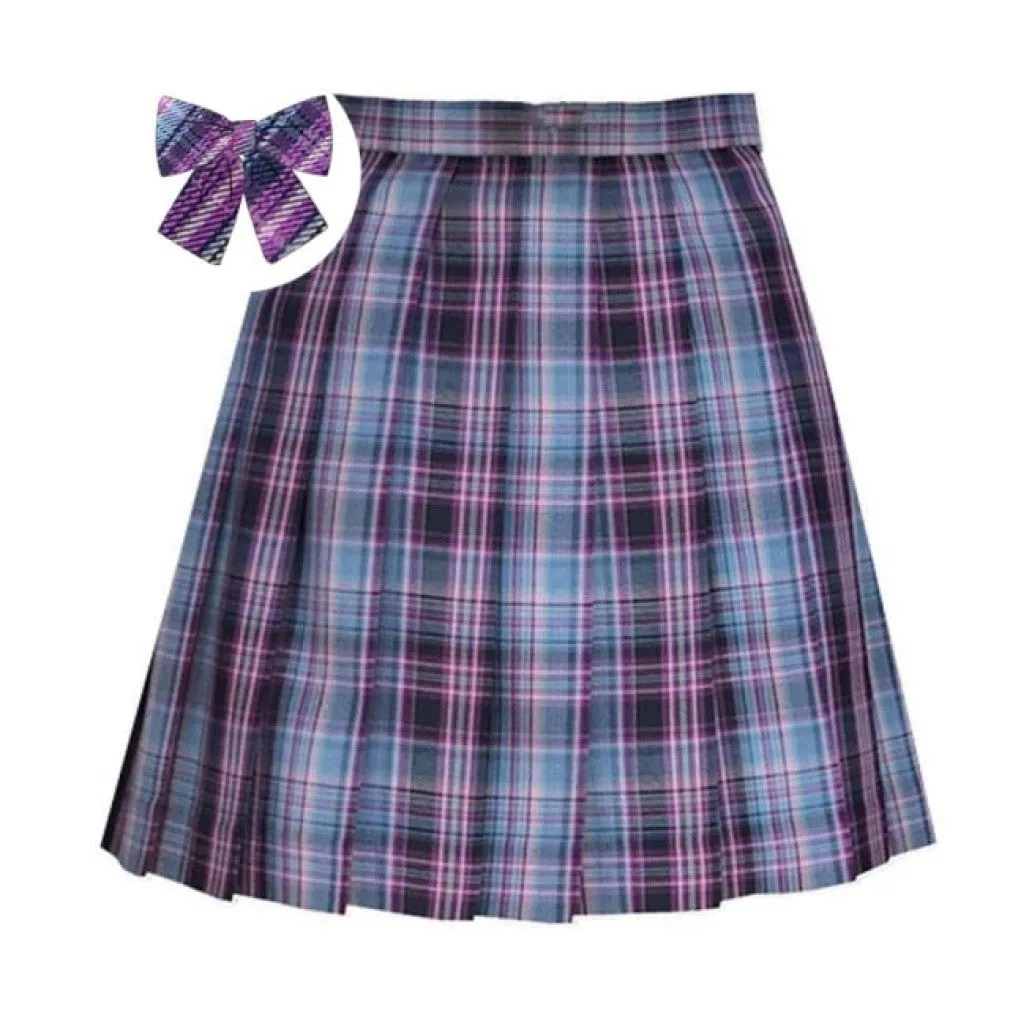 ContiNent 33 Plaid Women Pleated Skirt Bow Knot Summer High Waist Preppy Girls Dance Mini Skirt Cute A Line