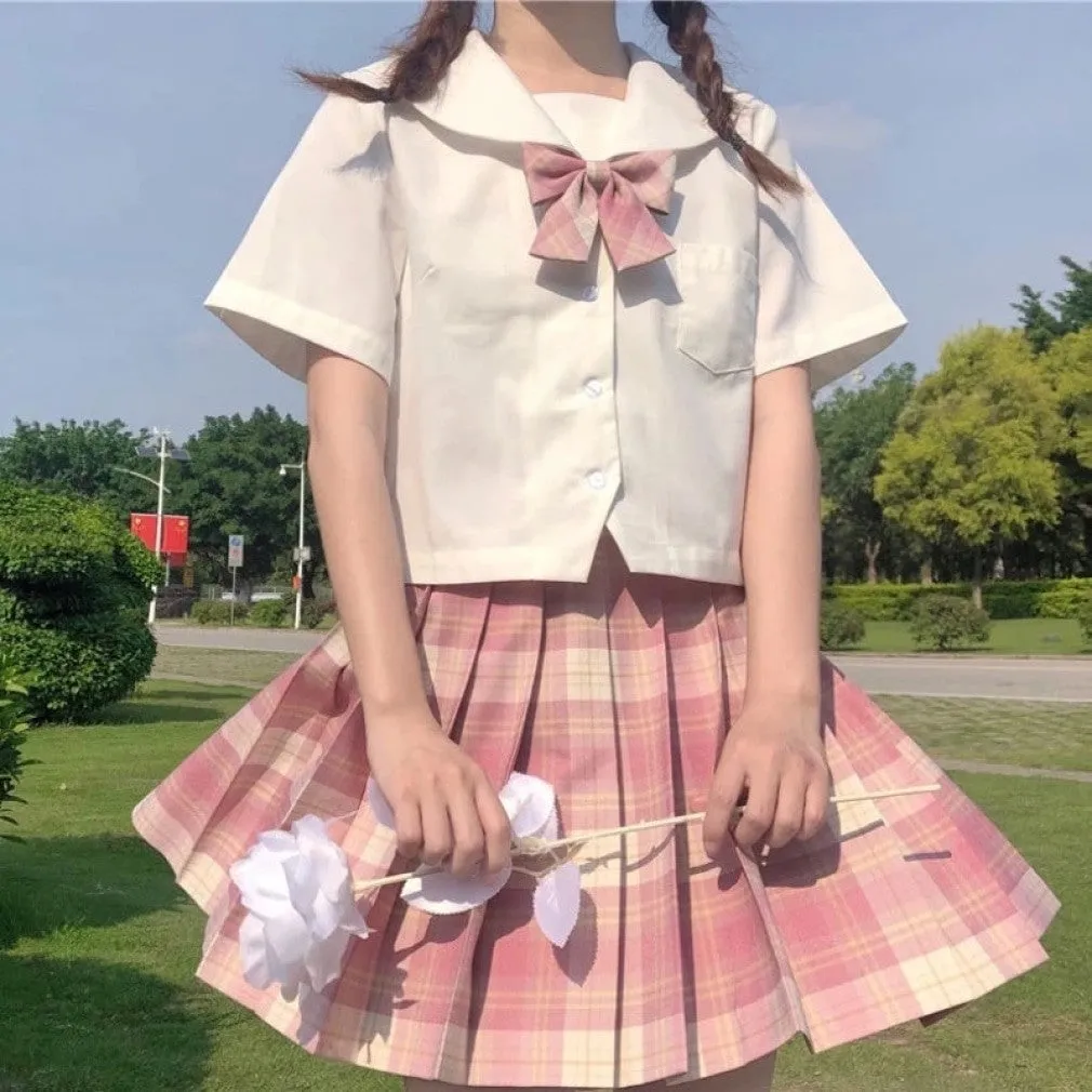 ContiNent 33 Plaid Women Pleated Skirt Bow Knot Summer High Waist Preppy Girls Dance Mini Skirt Cute A Line