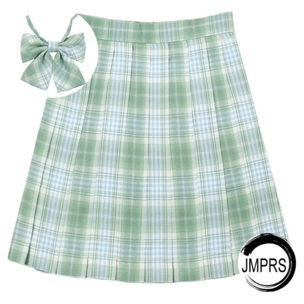 ContiNent 33 Plaid Women Pleated Skirt Bow Knot Summer High Waist Preppy Girls Dance Mini Skirt Cute A Line