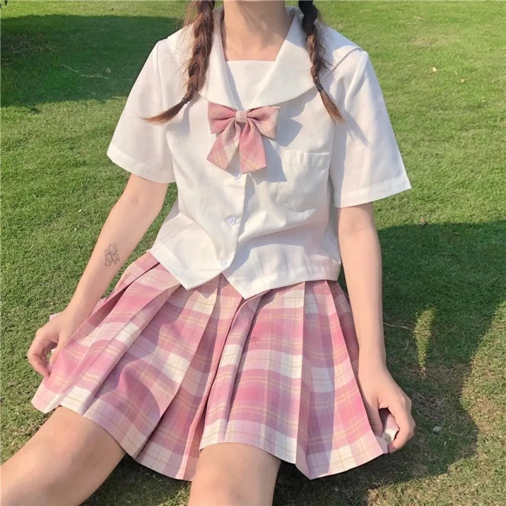 ContiNent 33 Plaid Women Pleated Skirt Bow Knot Summer High Waist Preppy Girls Dance Mini Skirt Cute A Line