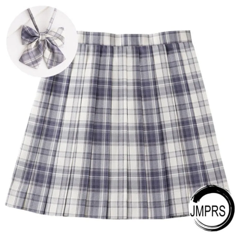 ContiNent 33 Plaid Women Pleated Skirt Bow Knot Summer High Waist Preppy Girls Dance Mini Skirt Cute A Line