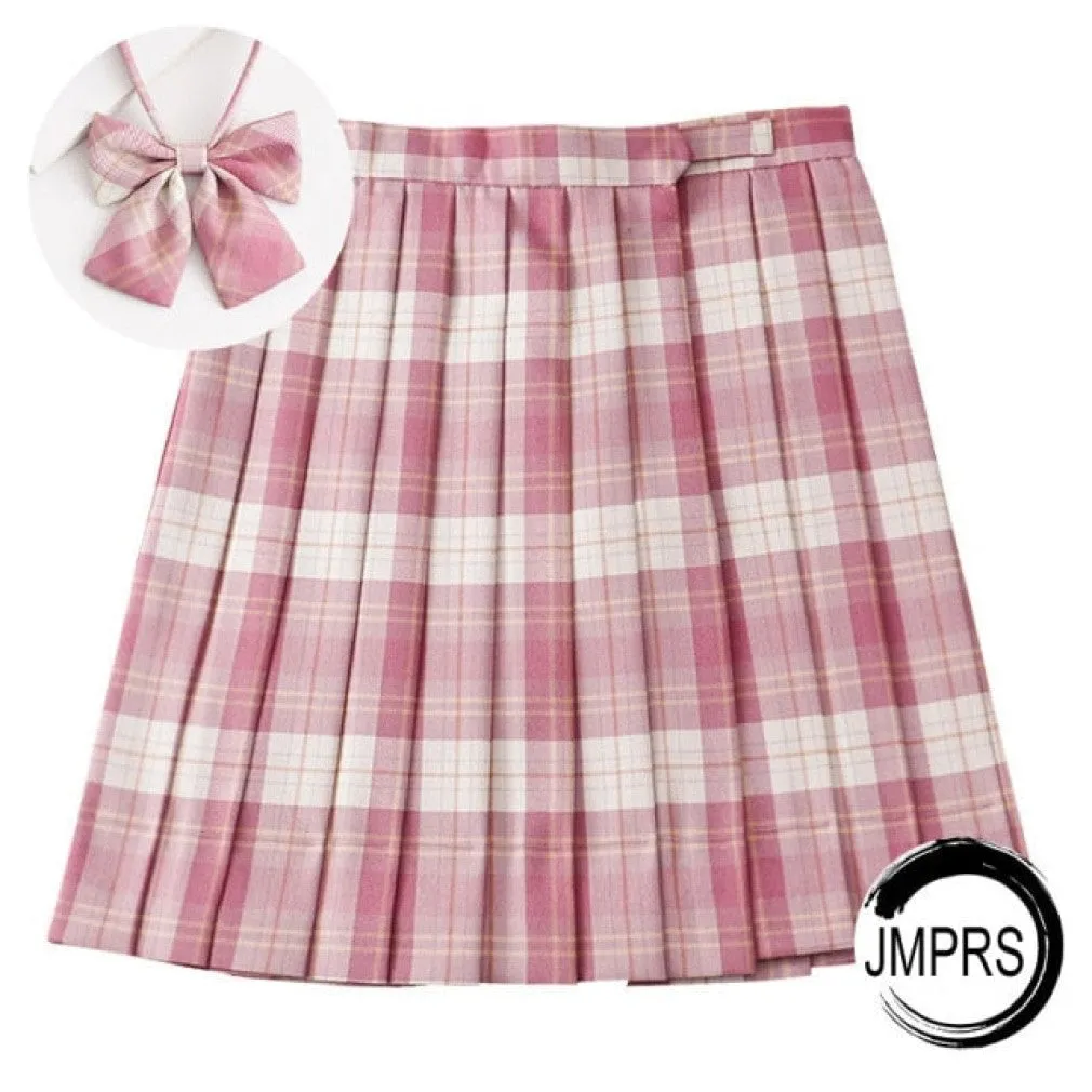 ContiNent 33 Plaid Women Pleated Skirt Bow Knot Summer High Waist Preppy Girls Dance Mini Skirt Cute A Line