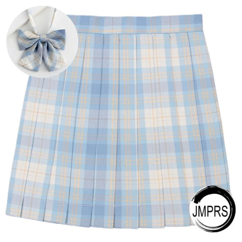 ContiNent 33 Plaid Women Pleated Skirt Bow Knot Summer High Waist Preppy Girls Dance Mini Skirt Cute A Line