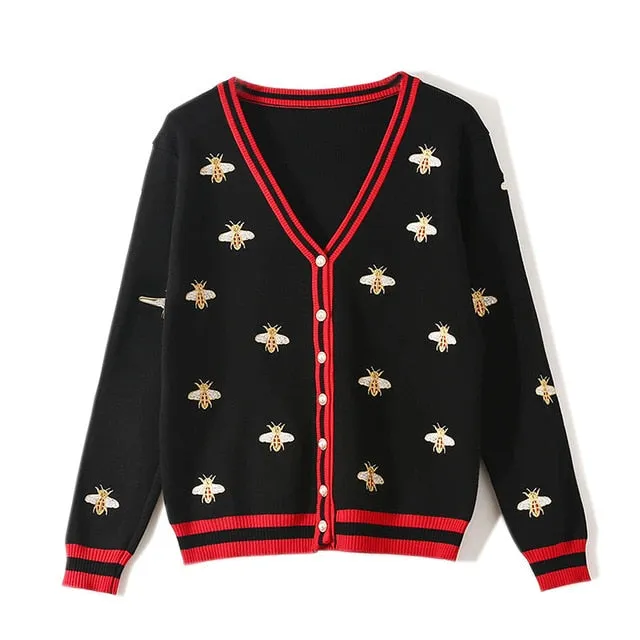 Contrast Color Button Knitted Sweaters