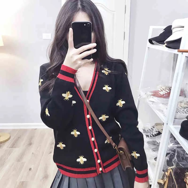 Contrast Color Button Knitted Sweaters