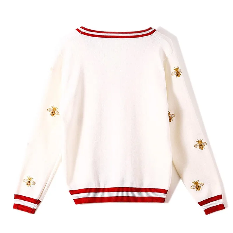 Contrast Color Button Knitted Sweaters