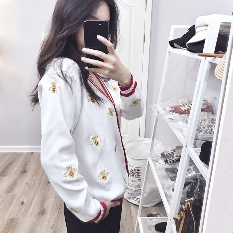 Contrast Color Button Knitted Sweaters