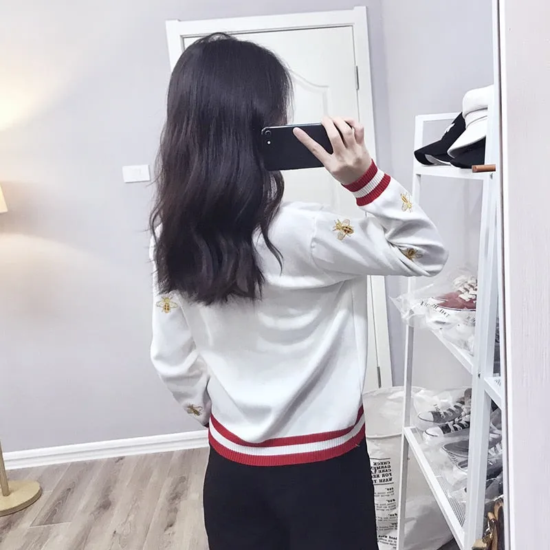 Contrast Color Button Knitted Sweaters