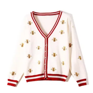 Contrast Color Button Knitted Sweaters